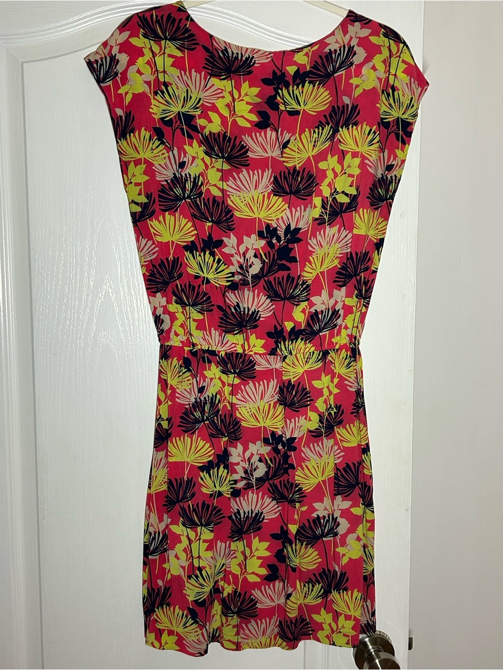 Banana Republic Pink Floral Mini Dress with Yellow and Black Accents - Picture 3 of 4
